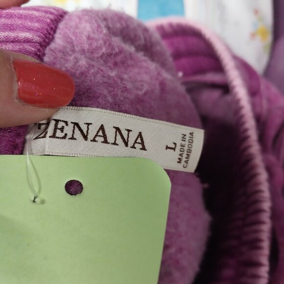 3638 Size Large Zenana Upcycled Fleece Pants In Purple Mineral Washed. - Picture 5 of 6